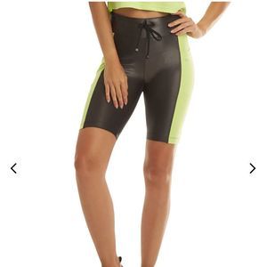 Koral Black and Neon Green Bike Shorts